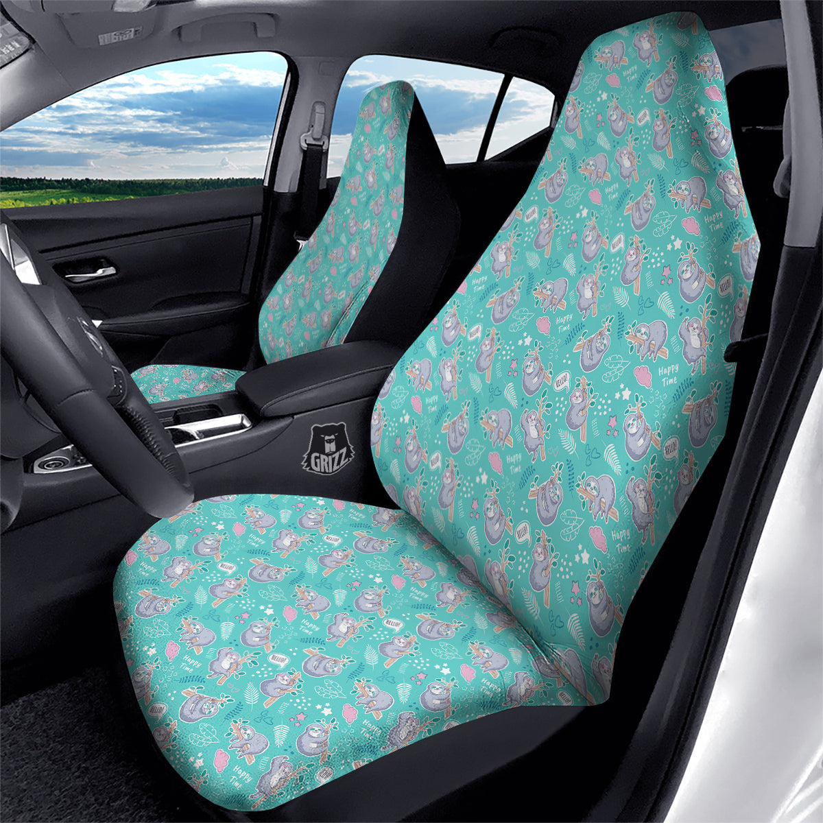 Sloth Cute Print Pattern Car Seat Covers-grizzshop