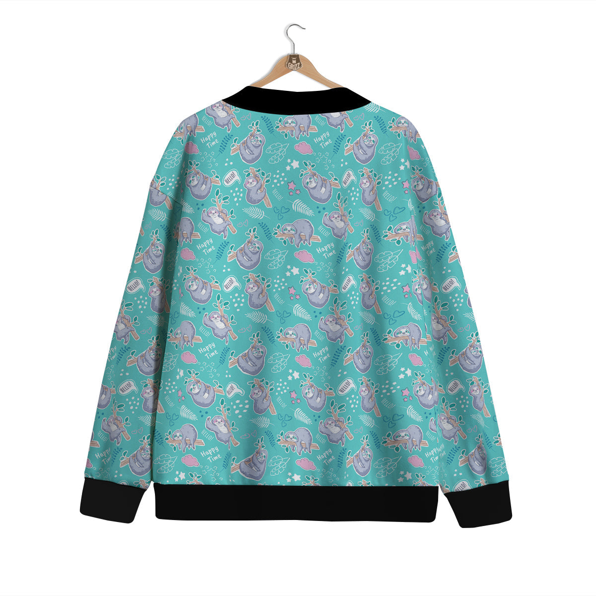 Sloth Cute Print Pattern Cardigan-grizzshop
