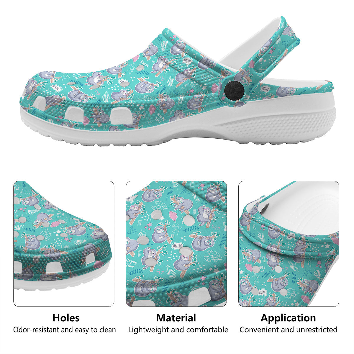 Sloth Cute Print Pattern Clog-grizzshop