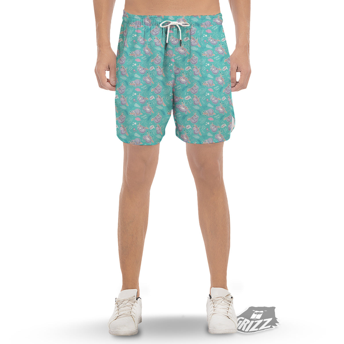 Sloth Cute Print Pattern Men's Gym Shorts-grizzshop