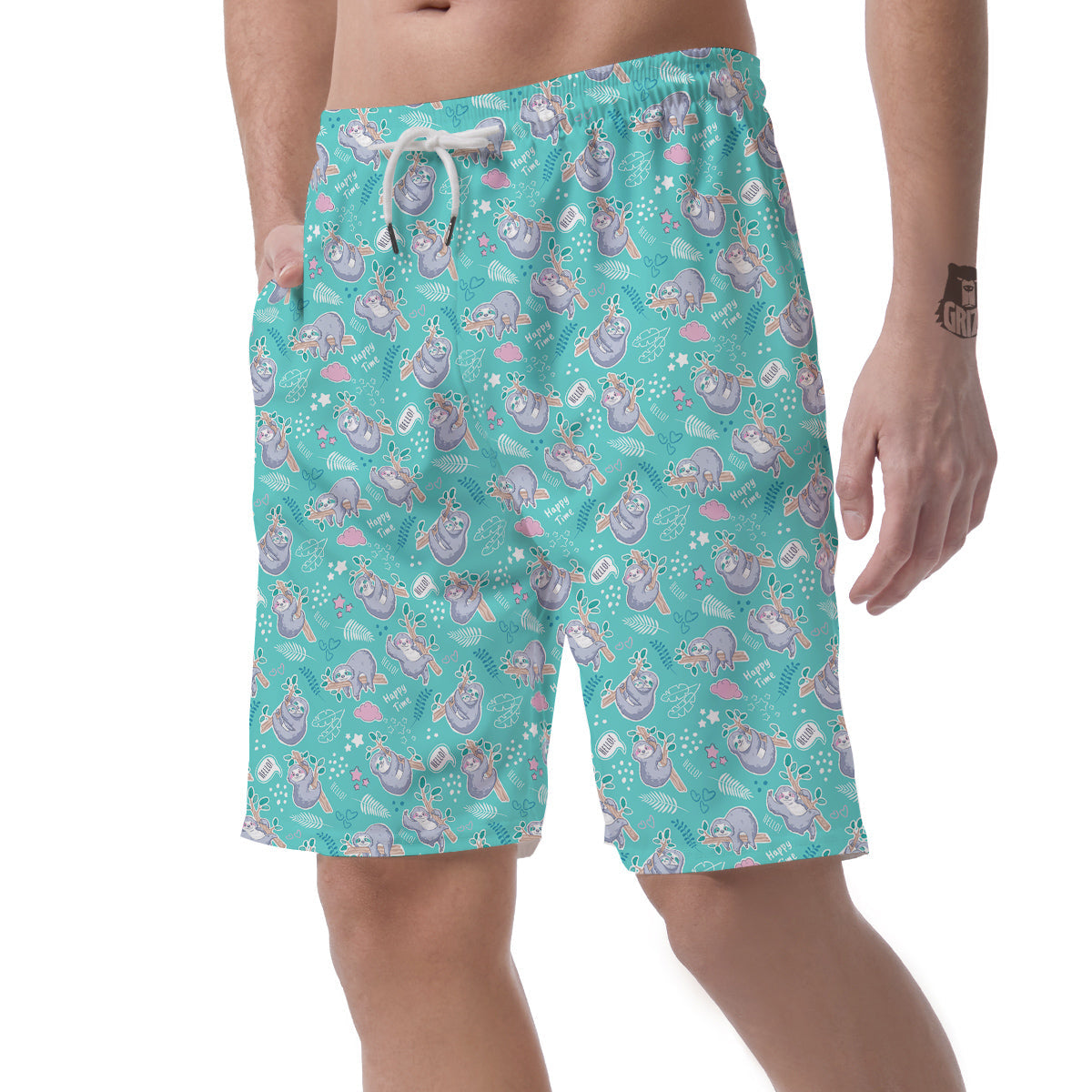 Sloth Cute Print Pattern Men's Shorts-grizzshop