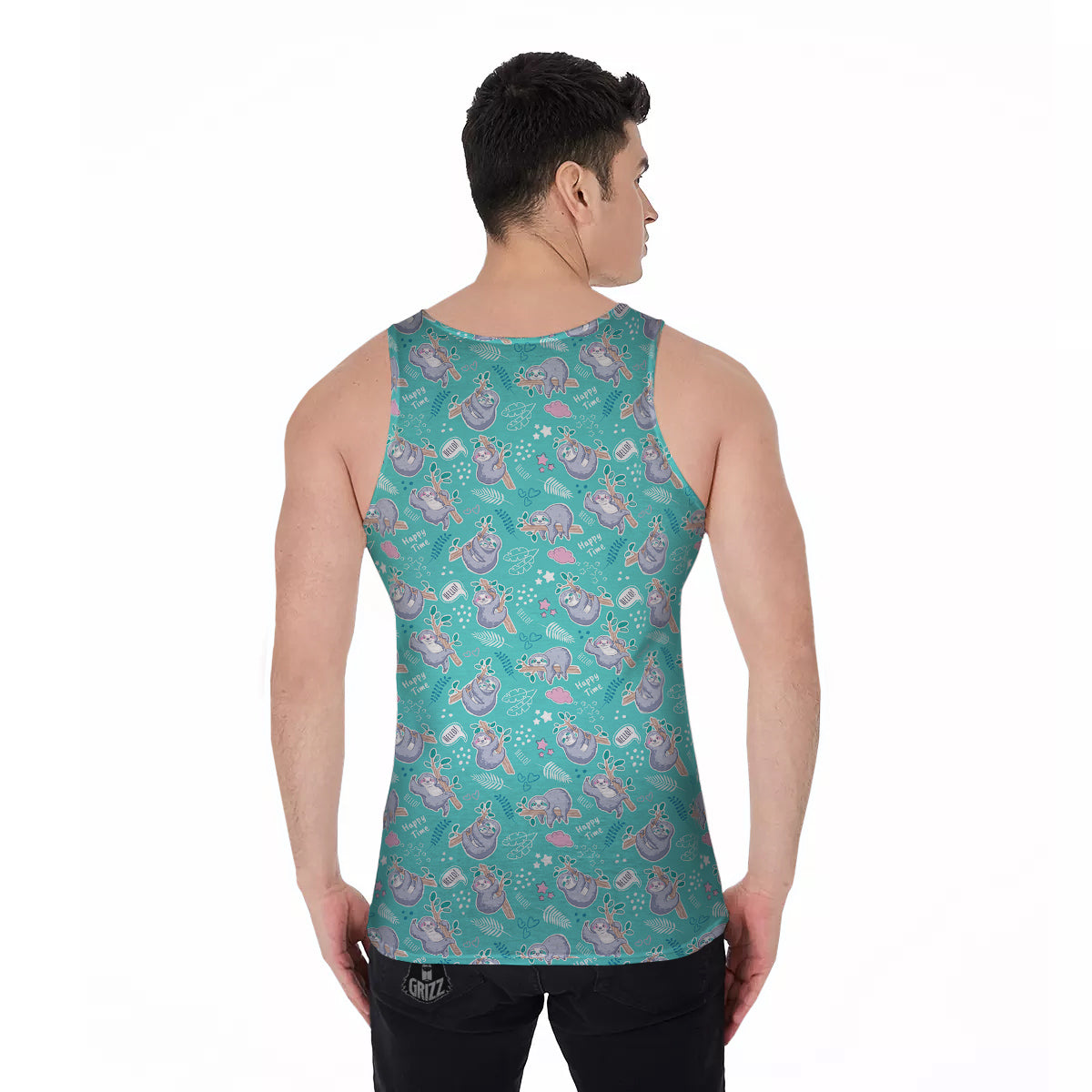 Sloth Cute Print Pattern Men's Tank Top-grizzshop