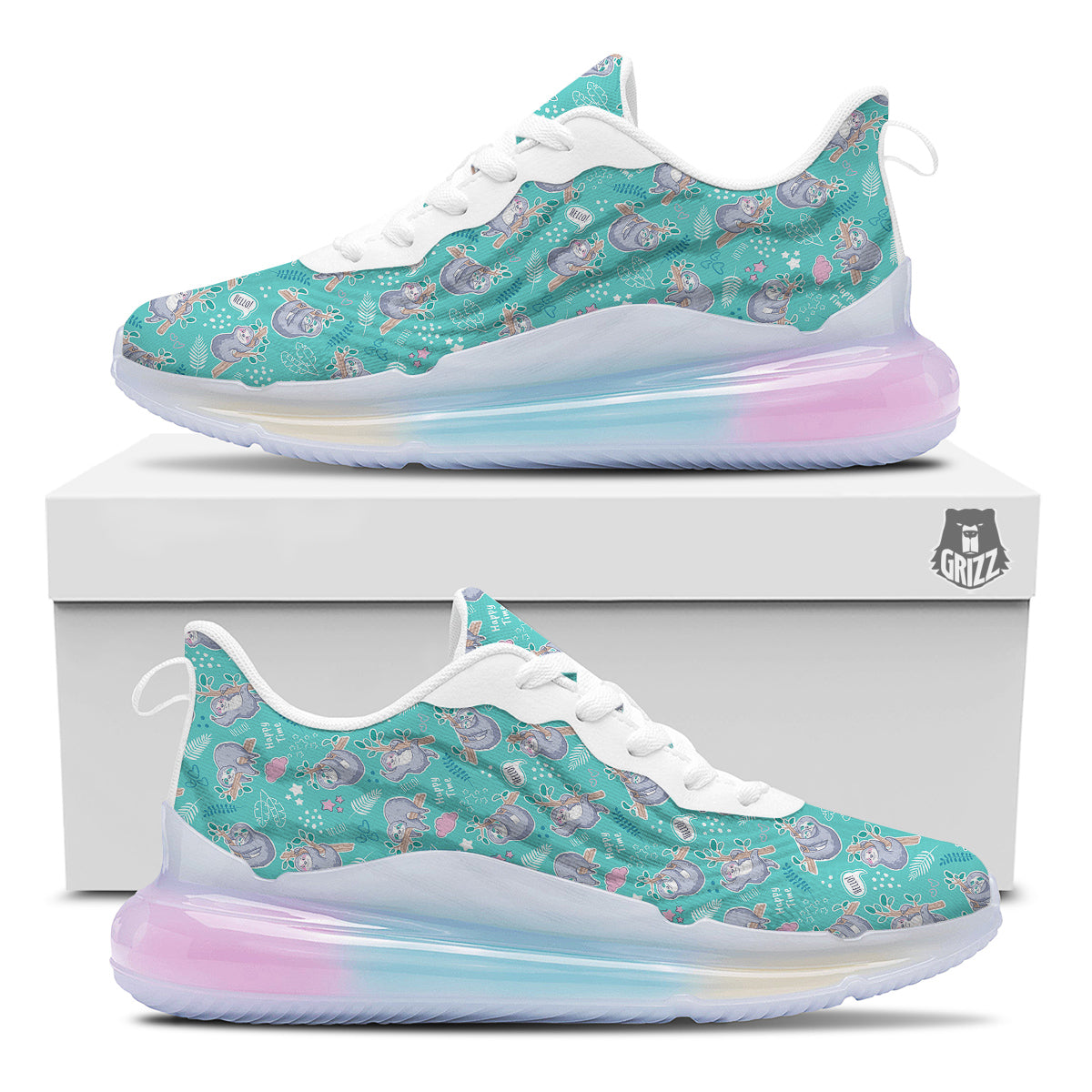 Sloth Cute Print Pattern Running Sneakers-grizzshop