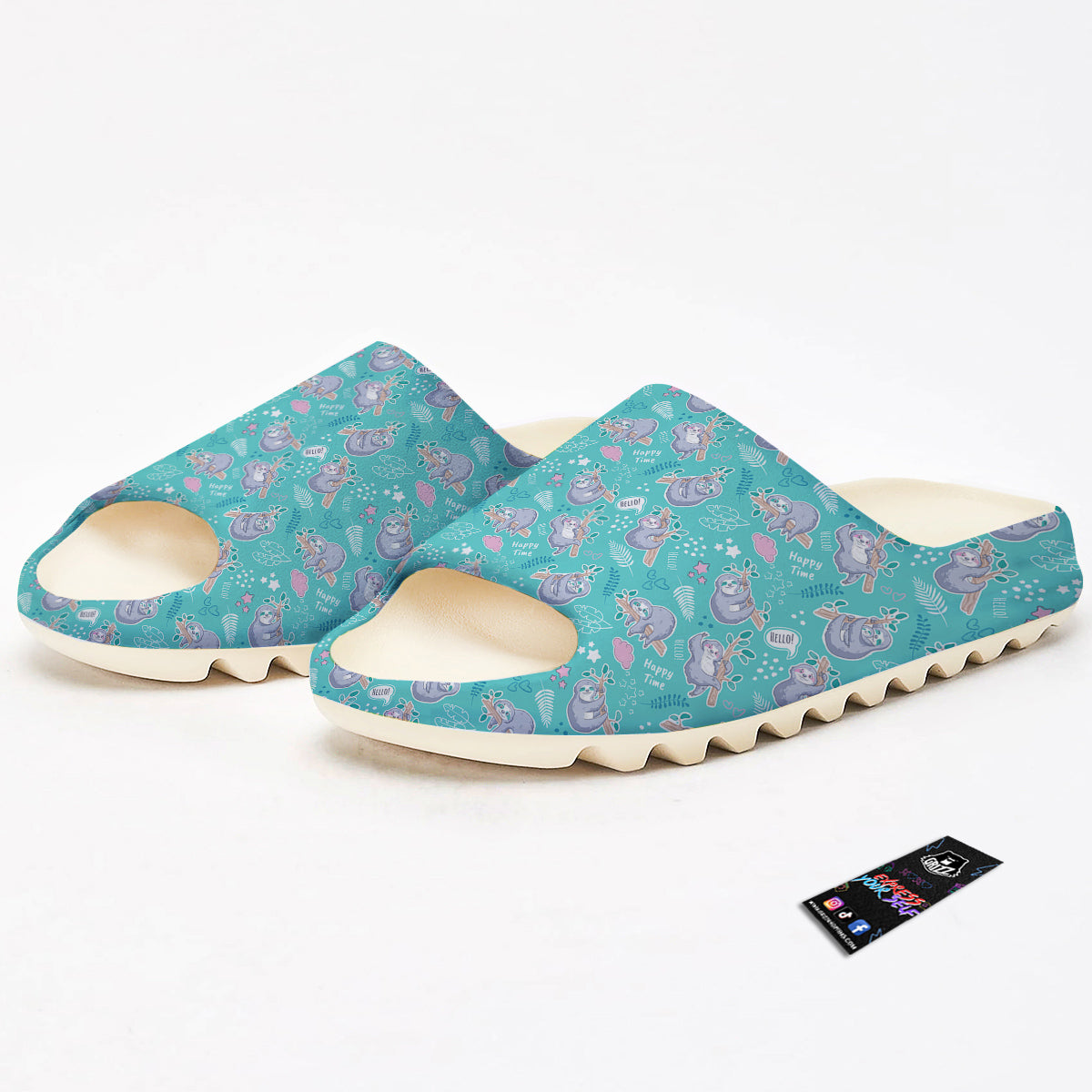 Sloth Cute Print Pattern Sandals-grizzshop