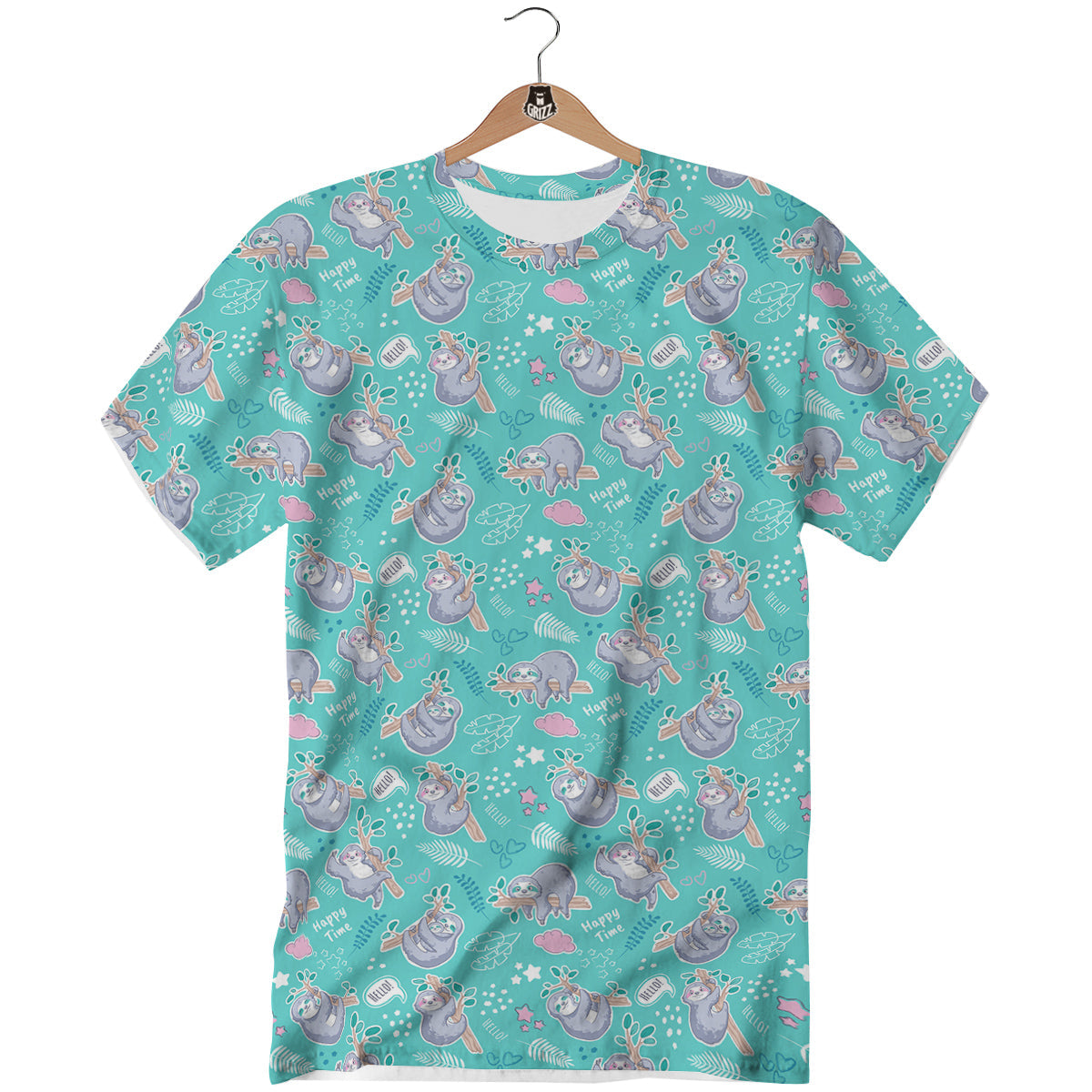 Sloth Cute Print Pattern T-Shirt-grizzshop