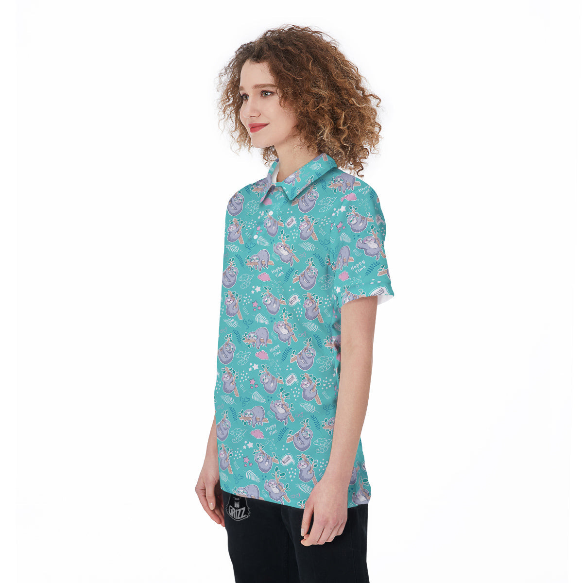 Sloth Cute Print Pattern Women's Golf Shirts-grizzshop