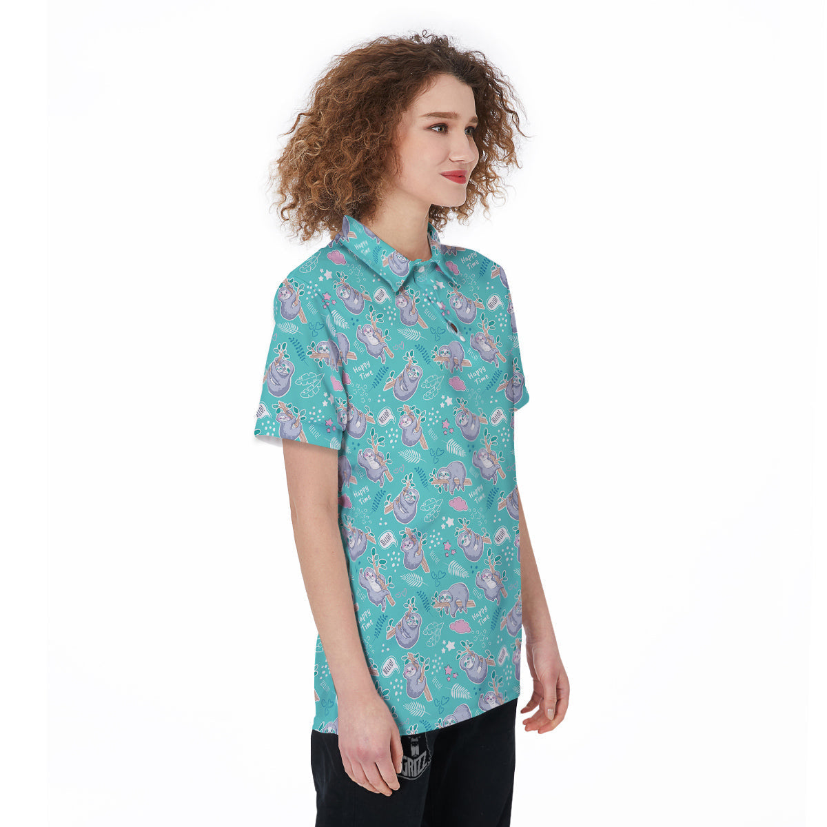 Sloth Cute Print Pattern Women's Golf Shirts-grizzshop