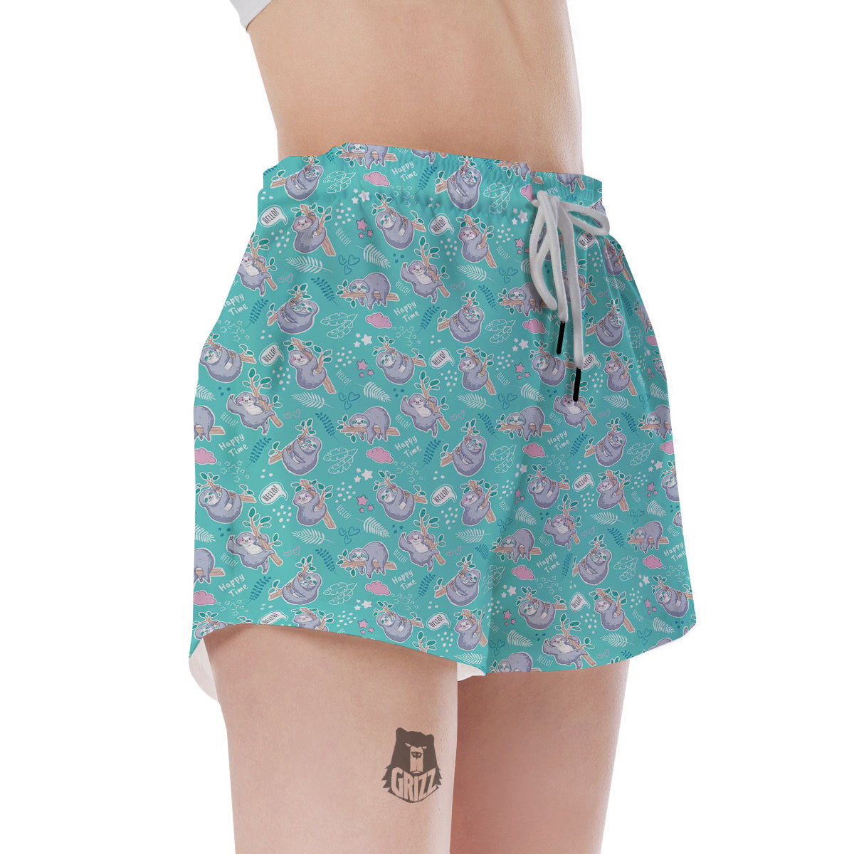 Sloth Cute Print Pattern Women's Shorts-grizzshop