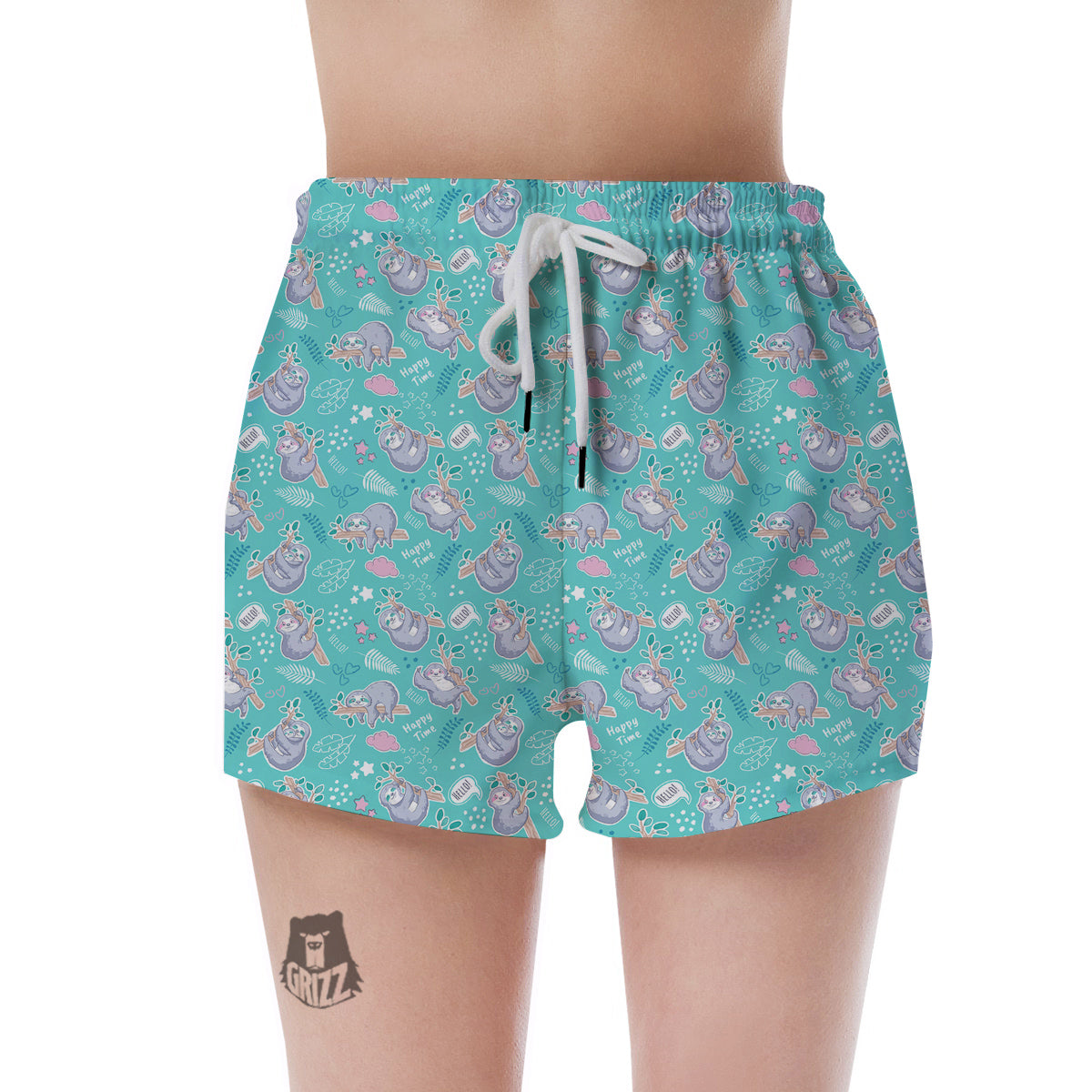 Sloth Cute Print Pattern Women's Shorts-grizzshop