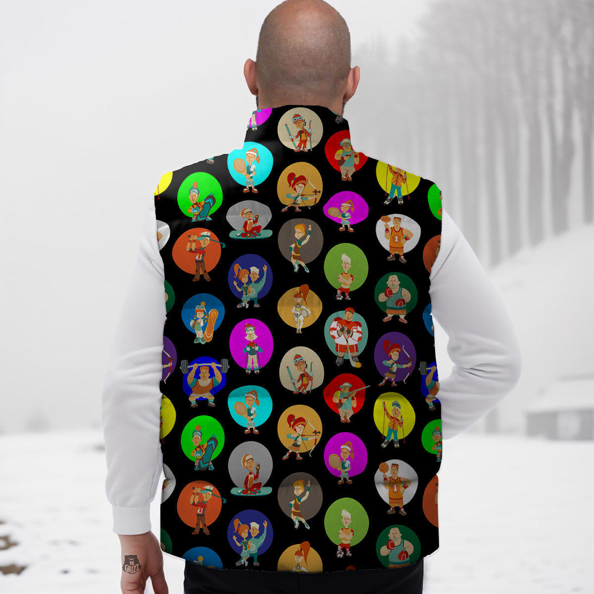 Sloth Floral Pattern Print Down Vest