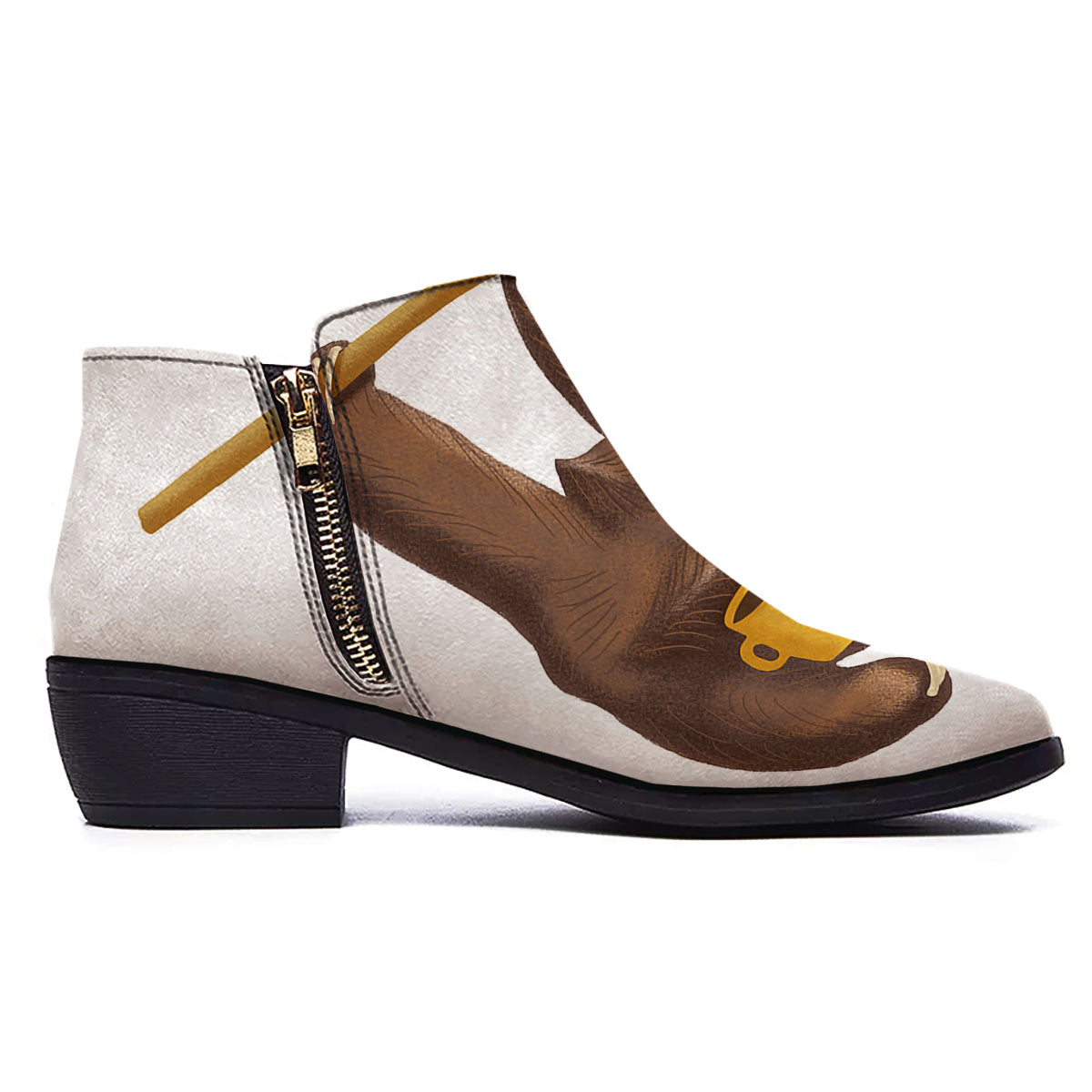 Sloth Happy Print Ankle Boots-grizzshop