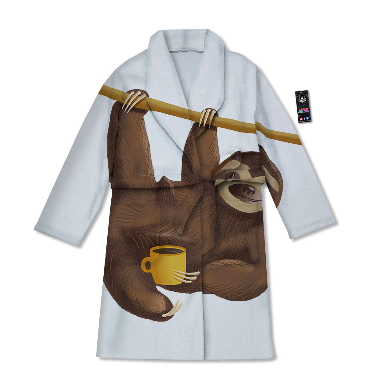 Sloth Happy Print Bathrobe-grizzshop