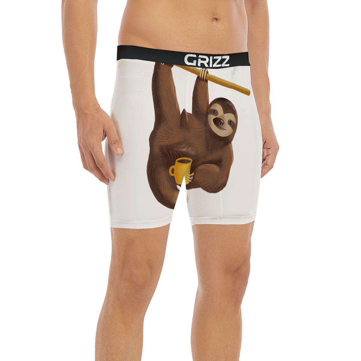 Sloth Happy Print Boxer Briefs-grizzshop