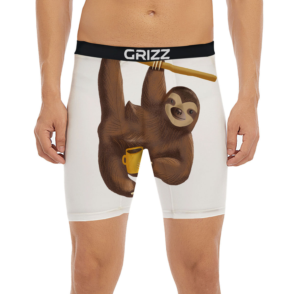 Sloth Happy Print Boxer Briefs-grizzshop
