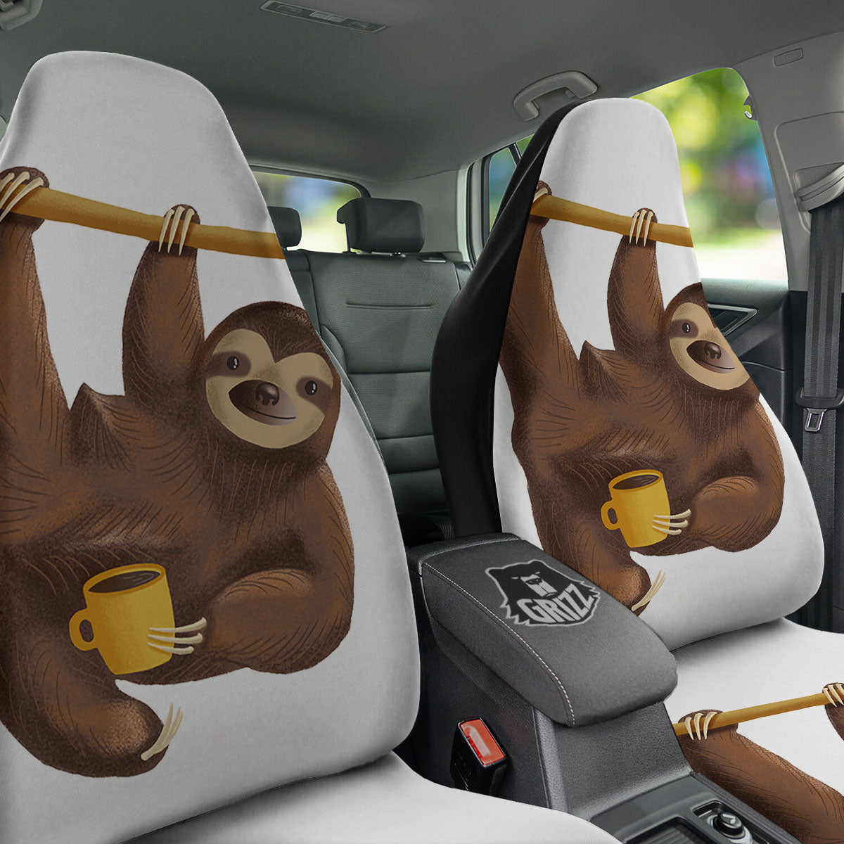 Sloth Happy Print Car Seat Covers-grizzshop