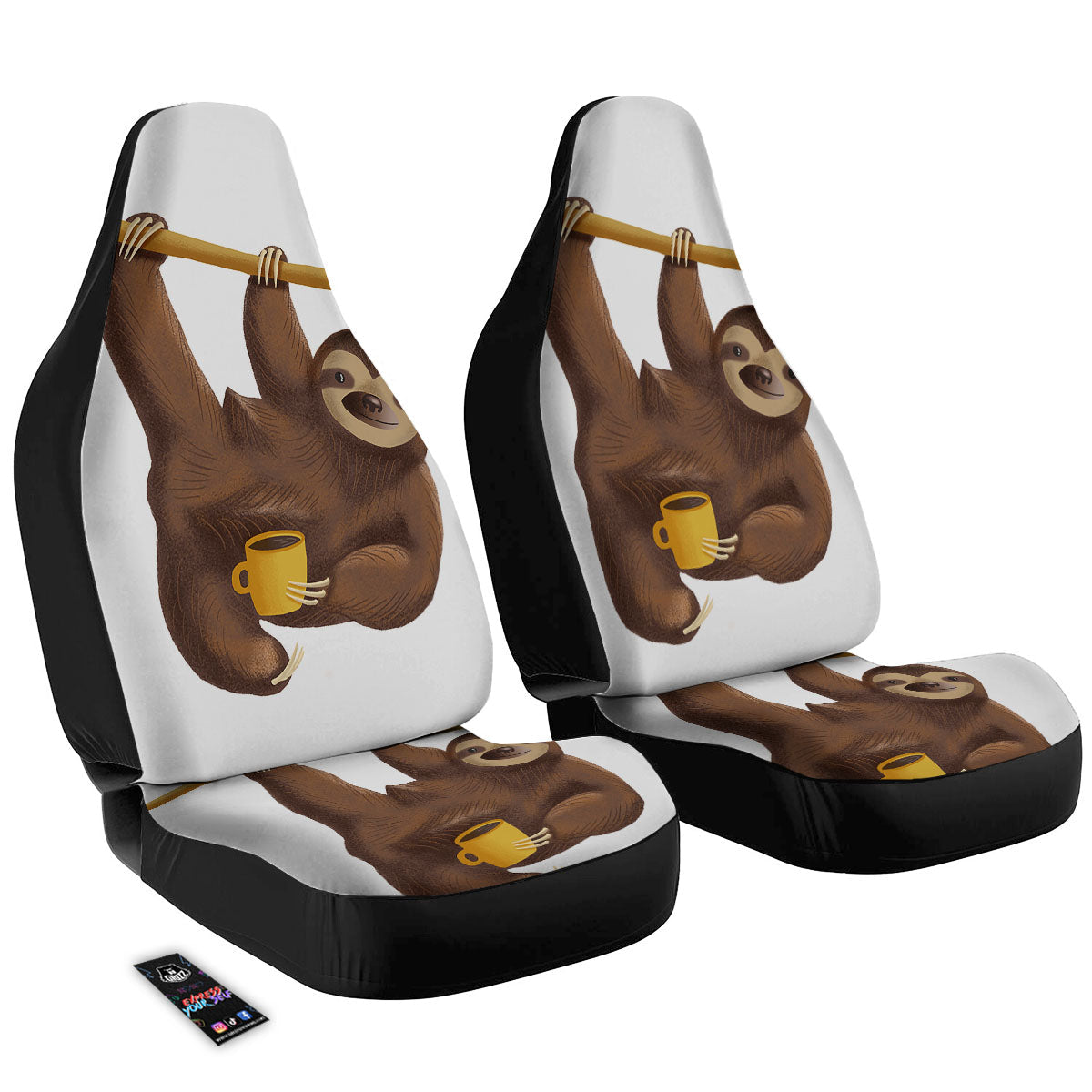 Sloth Happy Print Car Seat Covers-grizzshop