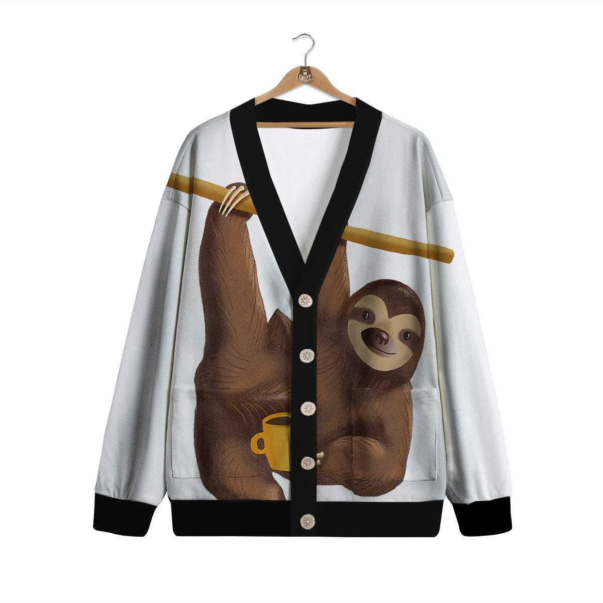 Sloth Happy Print Cardigan-grizzshop