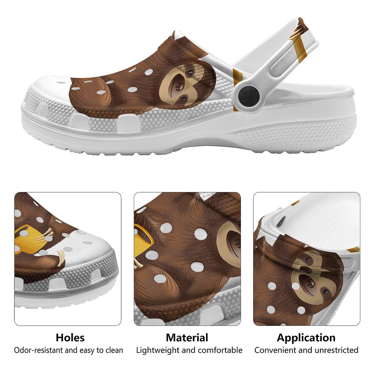 Sloth Happy Print Clog-grizzshop
