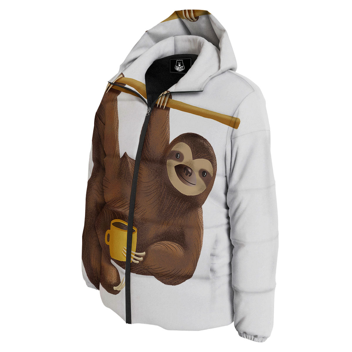 Sloth Happy Print Down Jacket-grizzshop