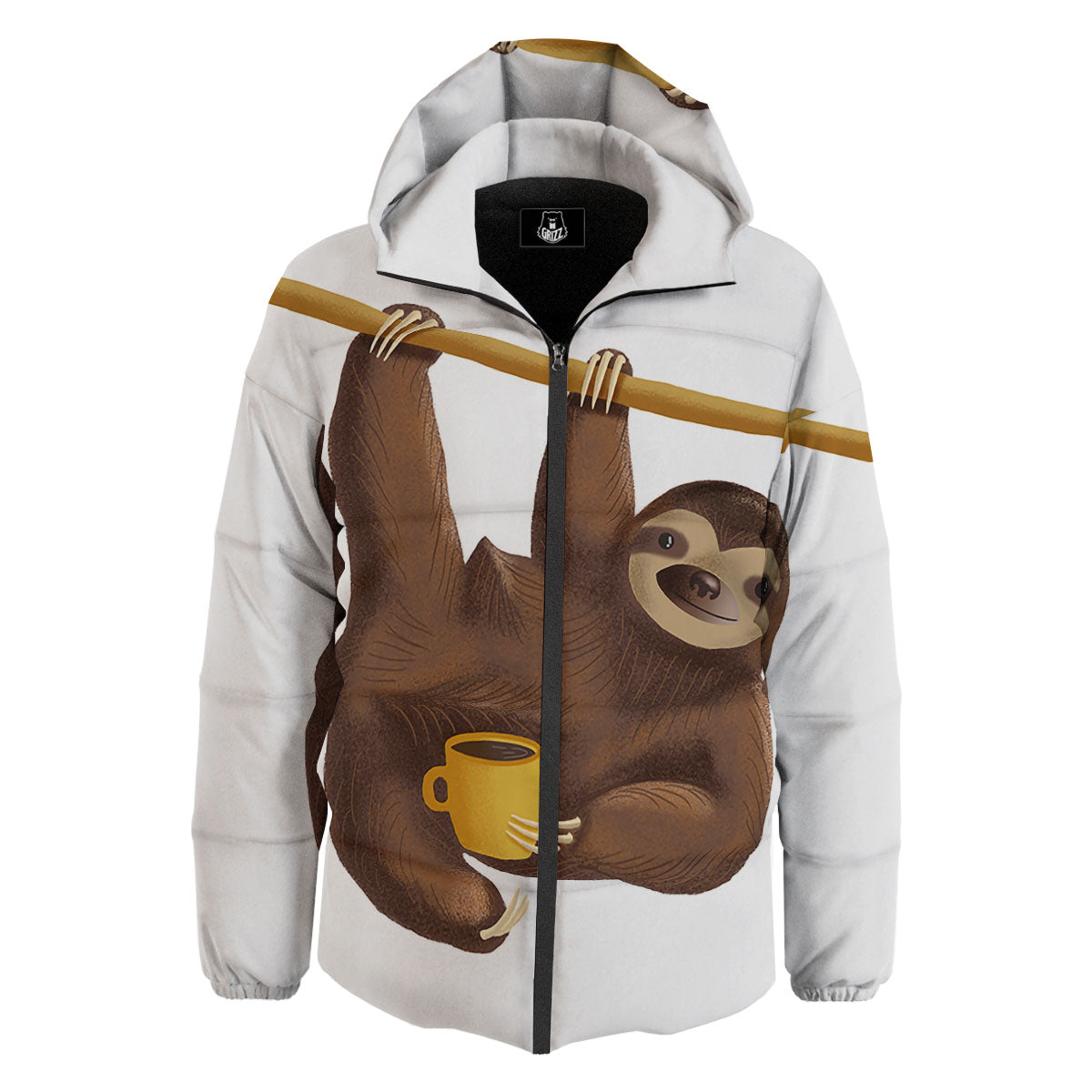 Sloth Happy Print Down Jacket-grizzshop