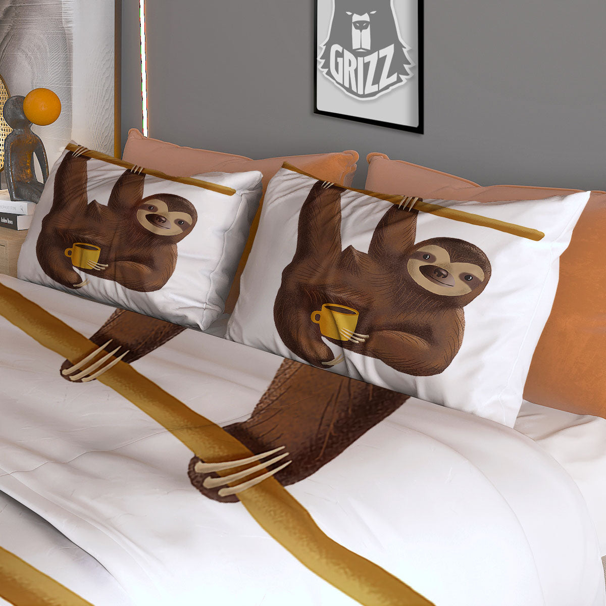 Sloth Happy Print Duvet Cover Bedding Set