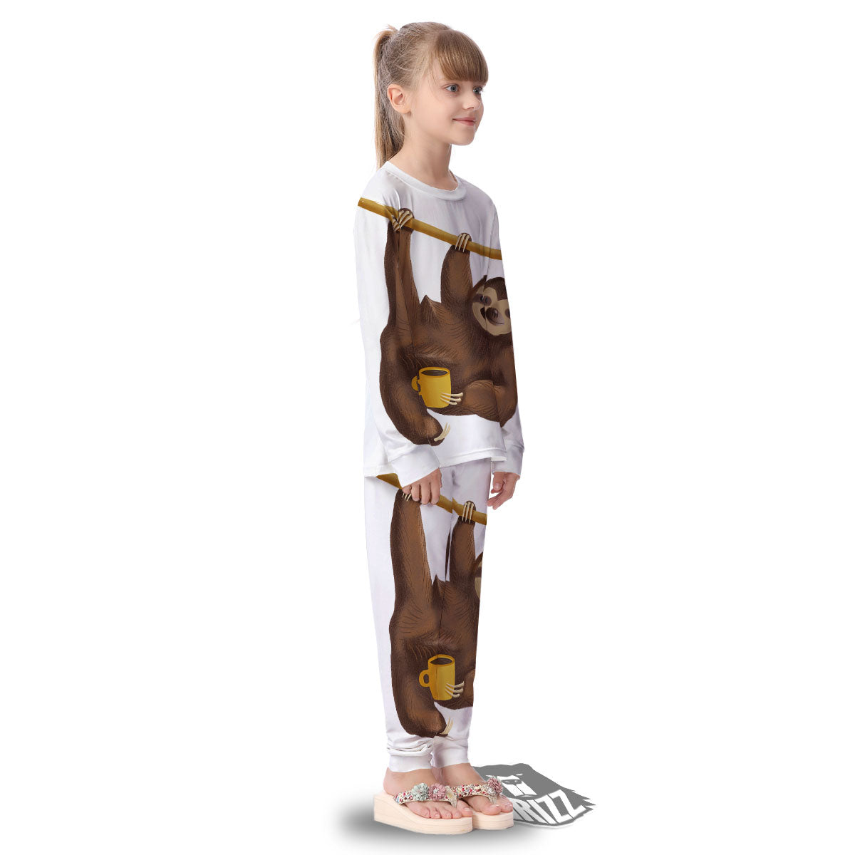 Sloth Happy Print Kid's Pajamas-grizzshop
