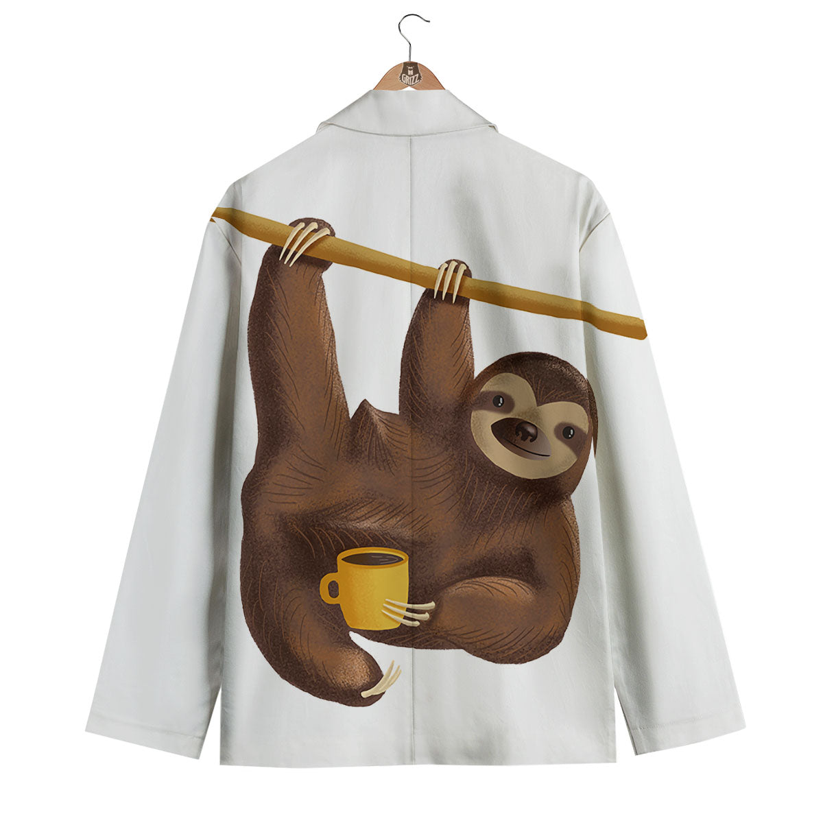 Sloth Happy Print Men's Blazer-grizzshop