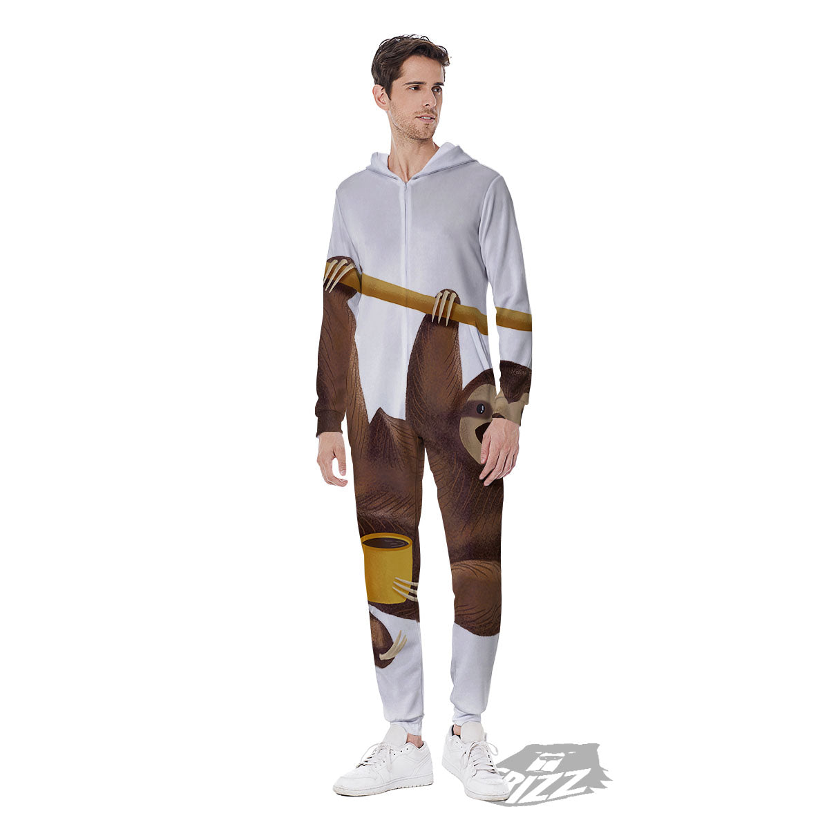 Sloth Happy Print Men's Jumpsuit-grizzshop