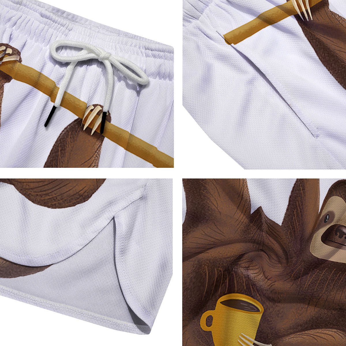 Sloth Happy Print Men's Running Shorts-grizzshop