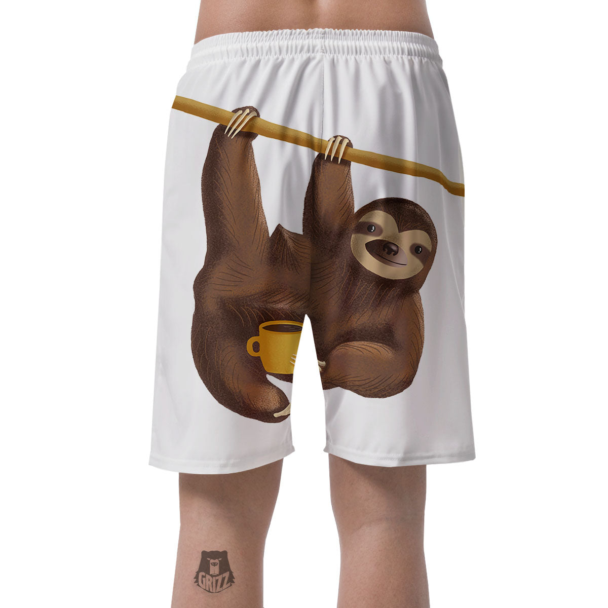 Sloth Happy Print Men's Shorts-grizzshop