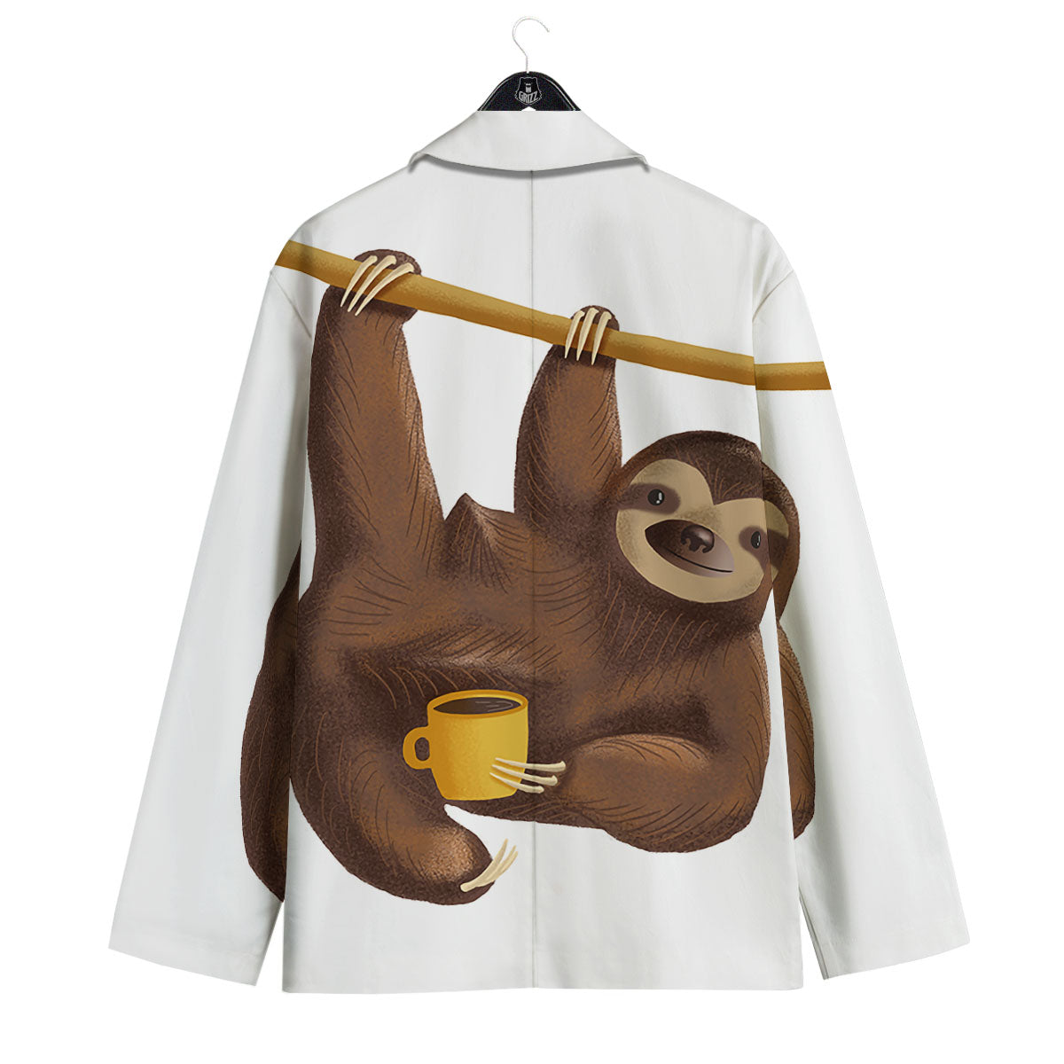 Sloth Happy Print Men's Sport Coat-grizzshop