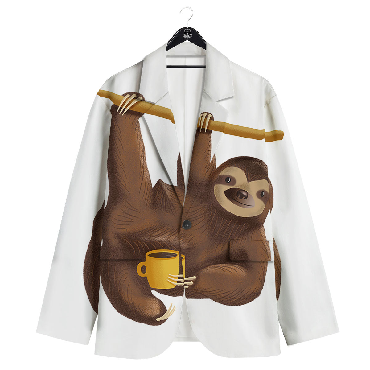 Sloth Happy Print Men's Sport Coat-grizzshop