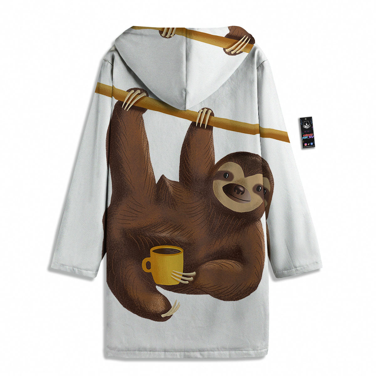 Sloth Happy Print Men's Windbreaker Jacket-grizzshop