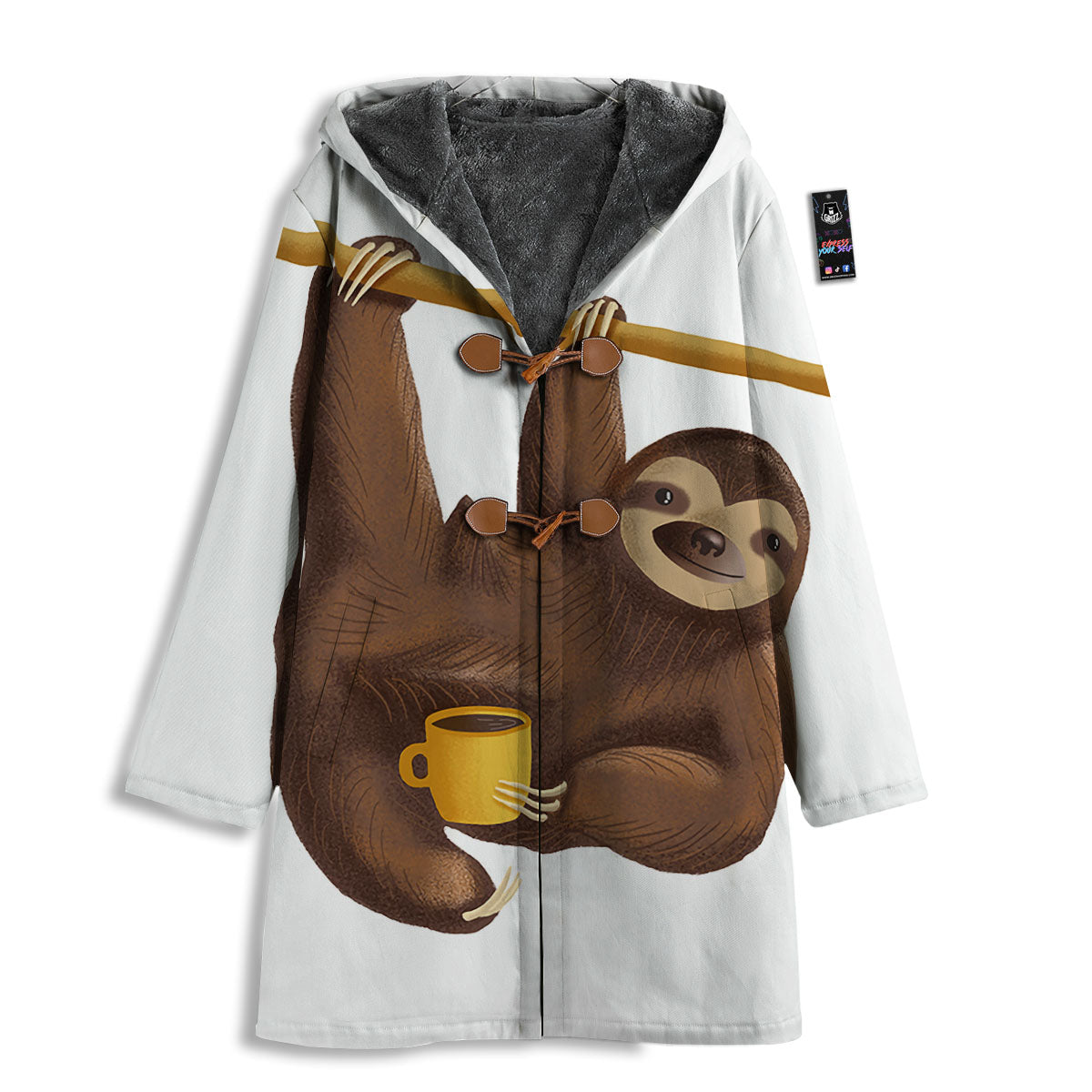Sloth Happy Print Men's Windbreaker Jacket-grizzshop