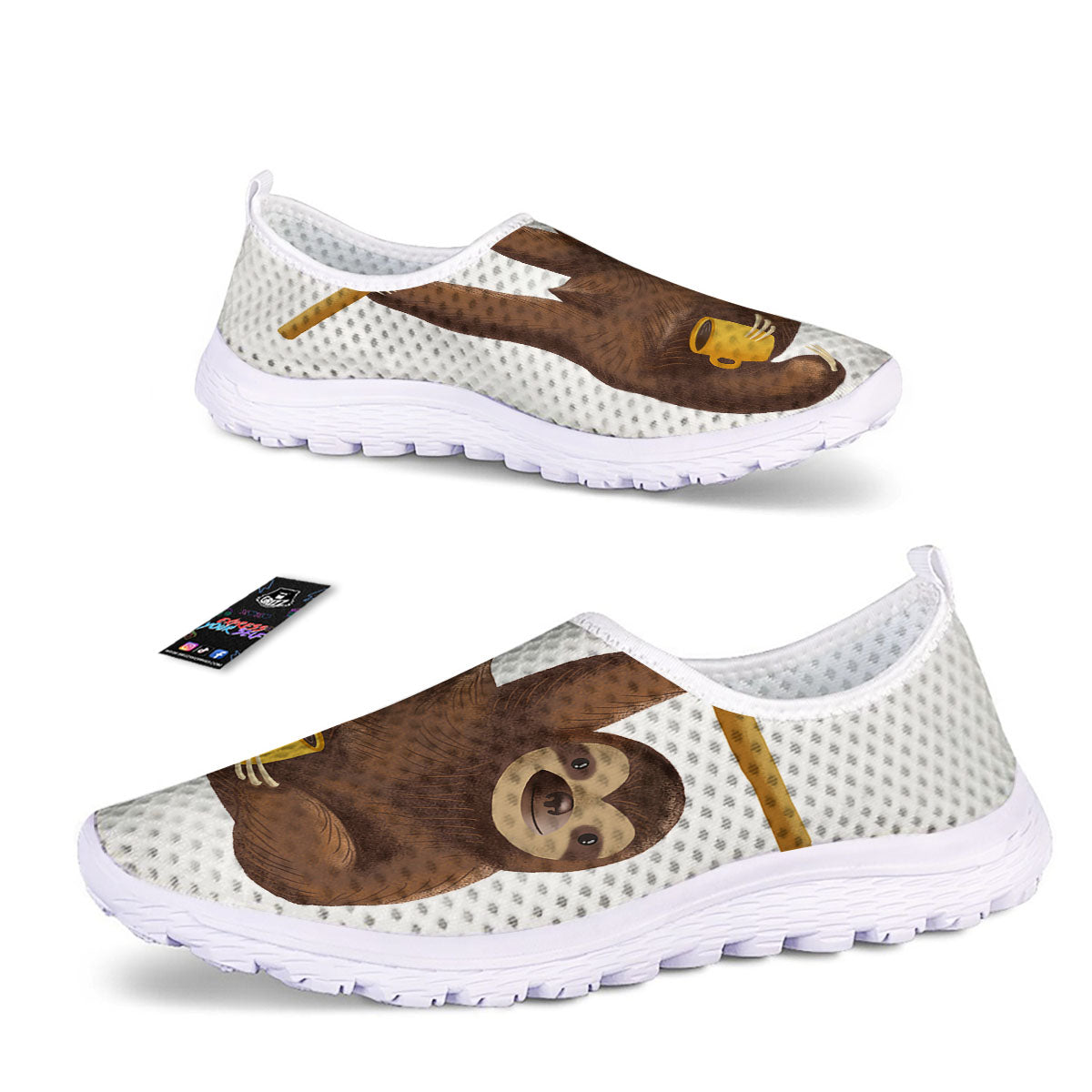 Sloth Happy Print Nurse Shoes-grizzshop