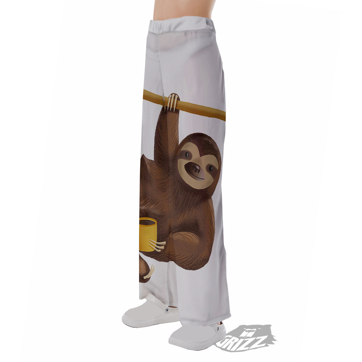 Sloth Happy Print Pajama Pants-grizzshop