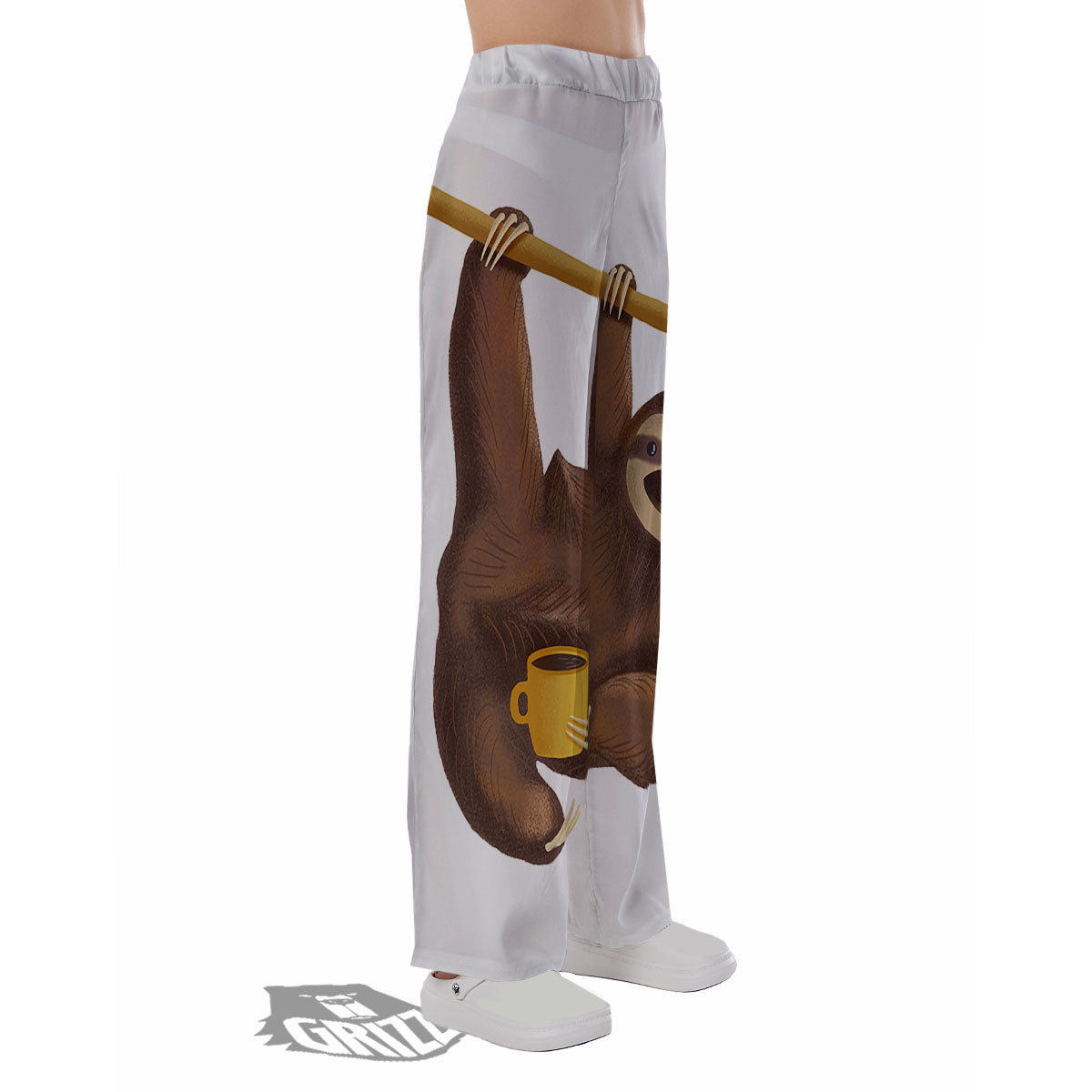 Sloth Happy Print Pajama Pants-grizzshop