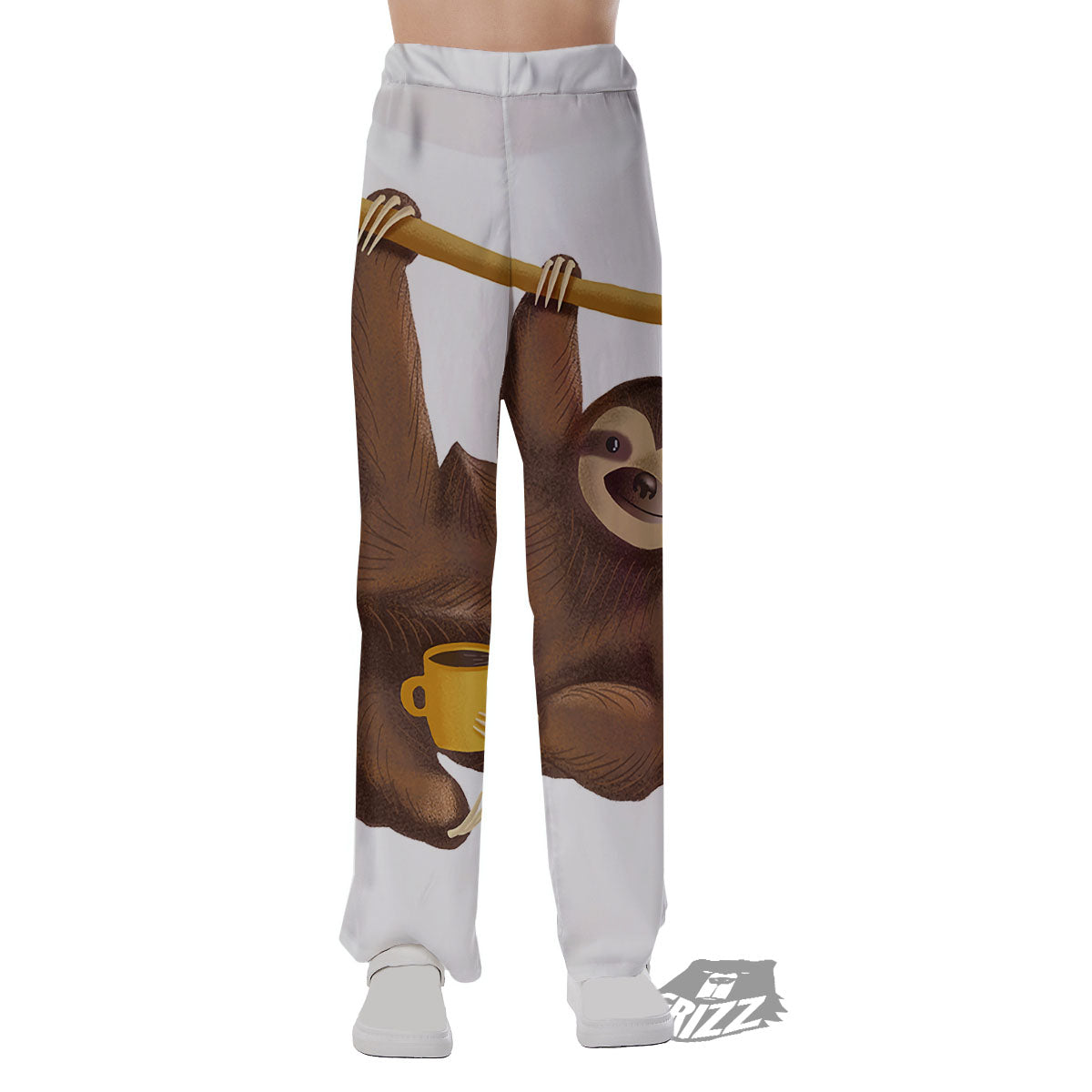 Sloth Happy Print Pajama Pants-grizzshop