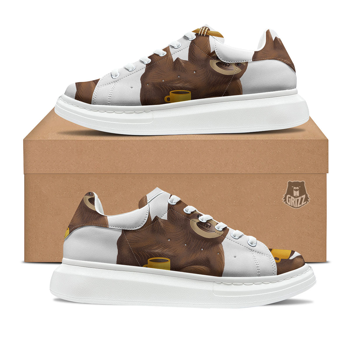 Sloth Happy Print Platform Shoes-grizzshop