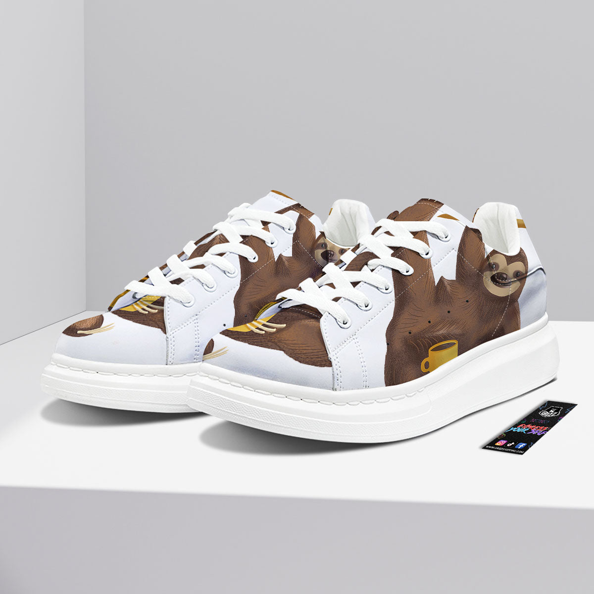 Sloth Happy Print Platform Shoes-grizzshop