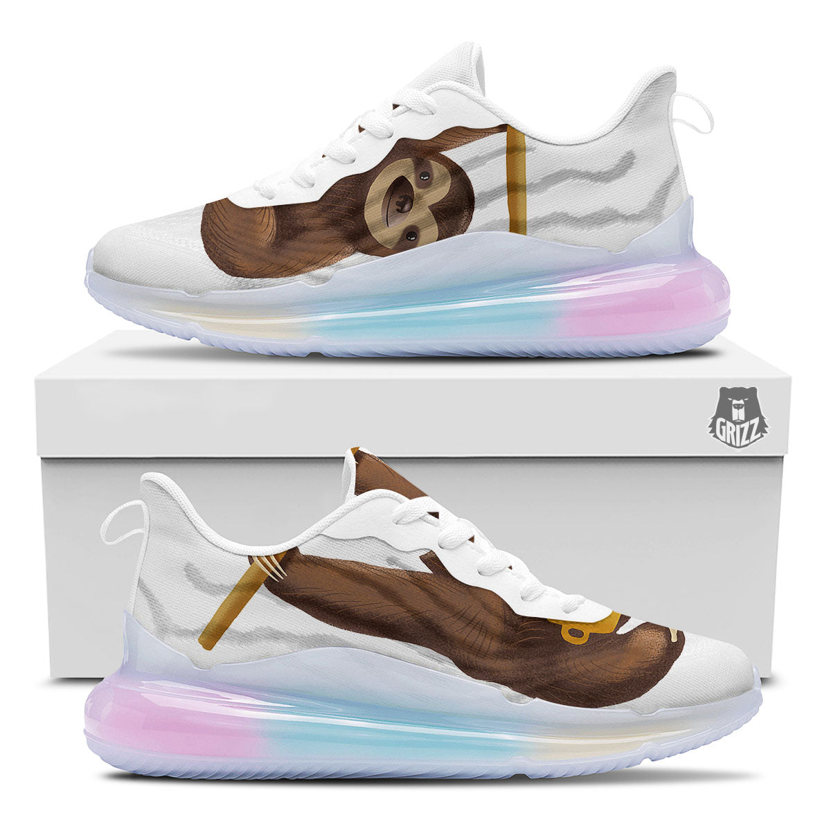 Sloth Happy Print Running Sneakers-grizzshop
