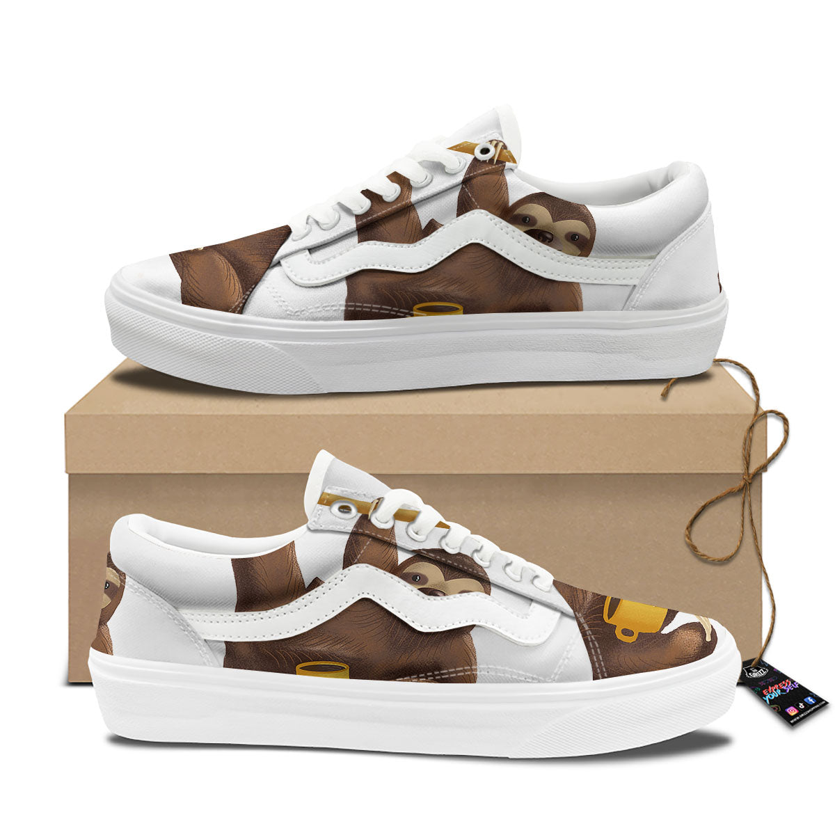 Sloth Happy Print Skate Shoes-grizzshop