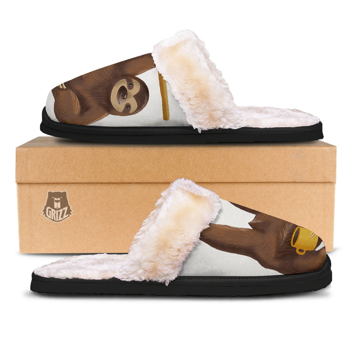 Sloth Happy Print Slippers-grizzshop