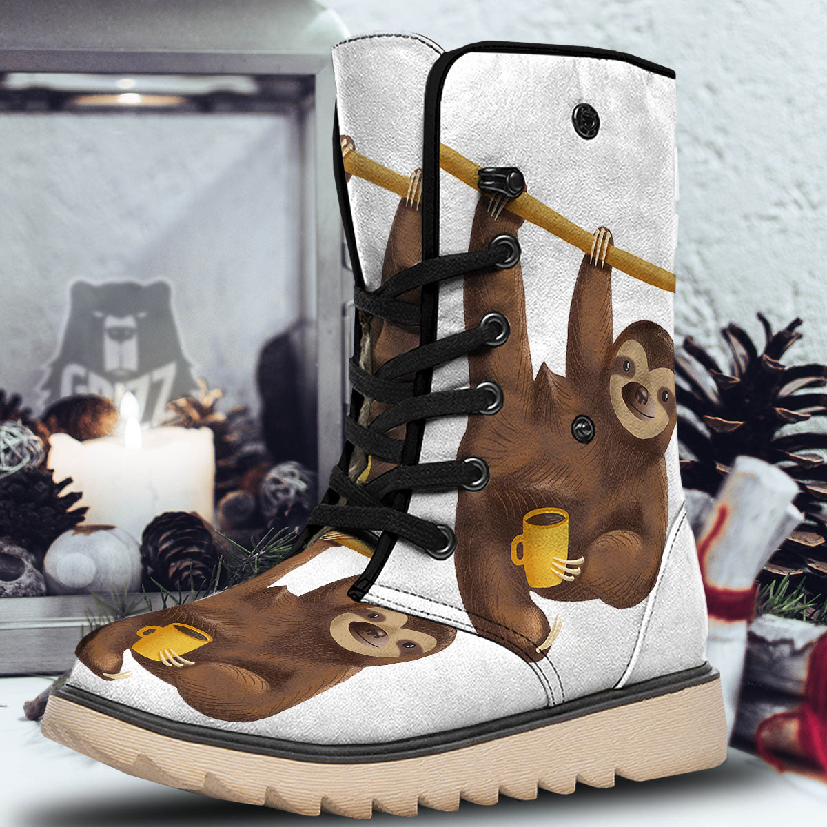 Sloth Happy Print Snow Boots-grizzshop
