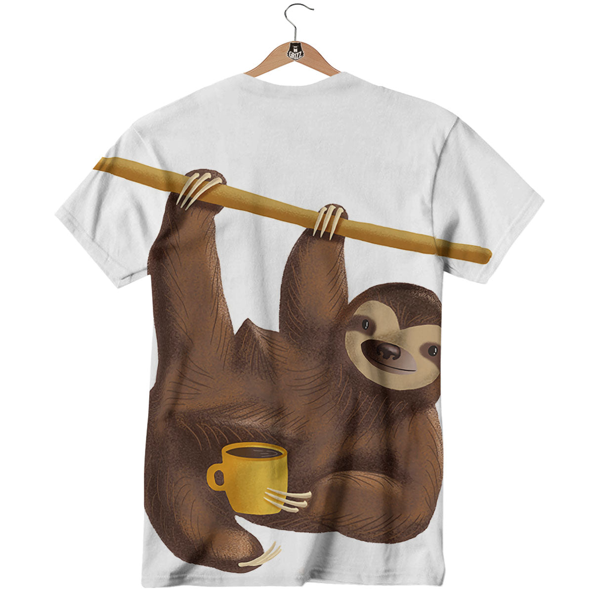 Sloth Happy Print T-Shirt-grizzshop