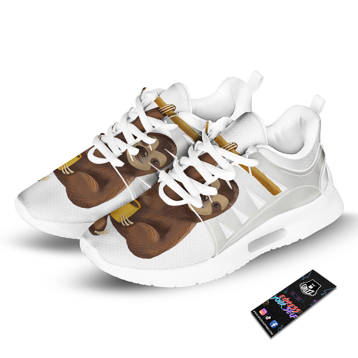 Sloth Happy Print Tennis Shoes-grizzshop