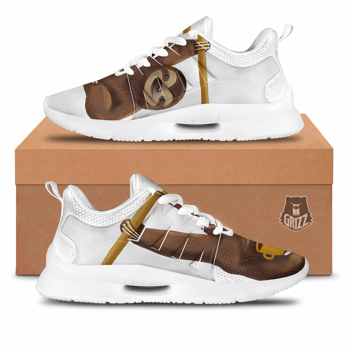 Sloth Happy Print Tennis Shoes-grizzshop