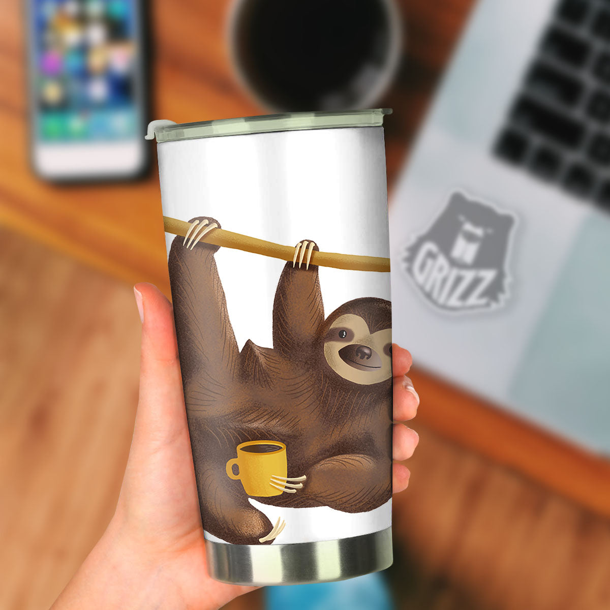 Sloth Happy Print Tumbler-grizzshop