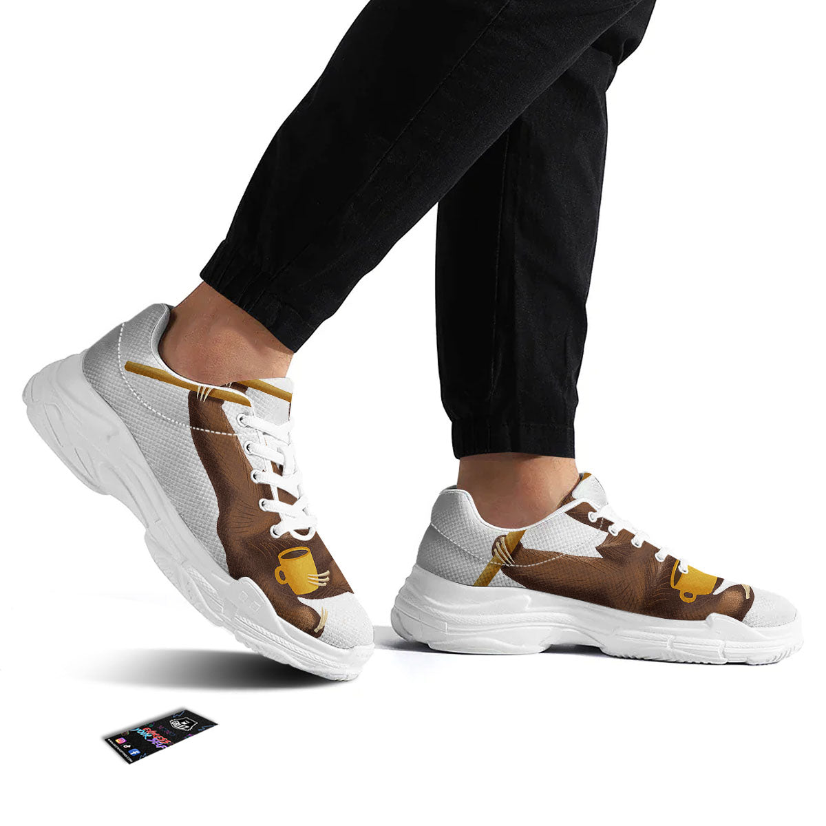 Sloth Happy Print White Chunky Shoes-grizzshop