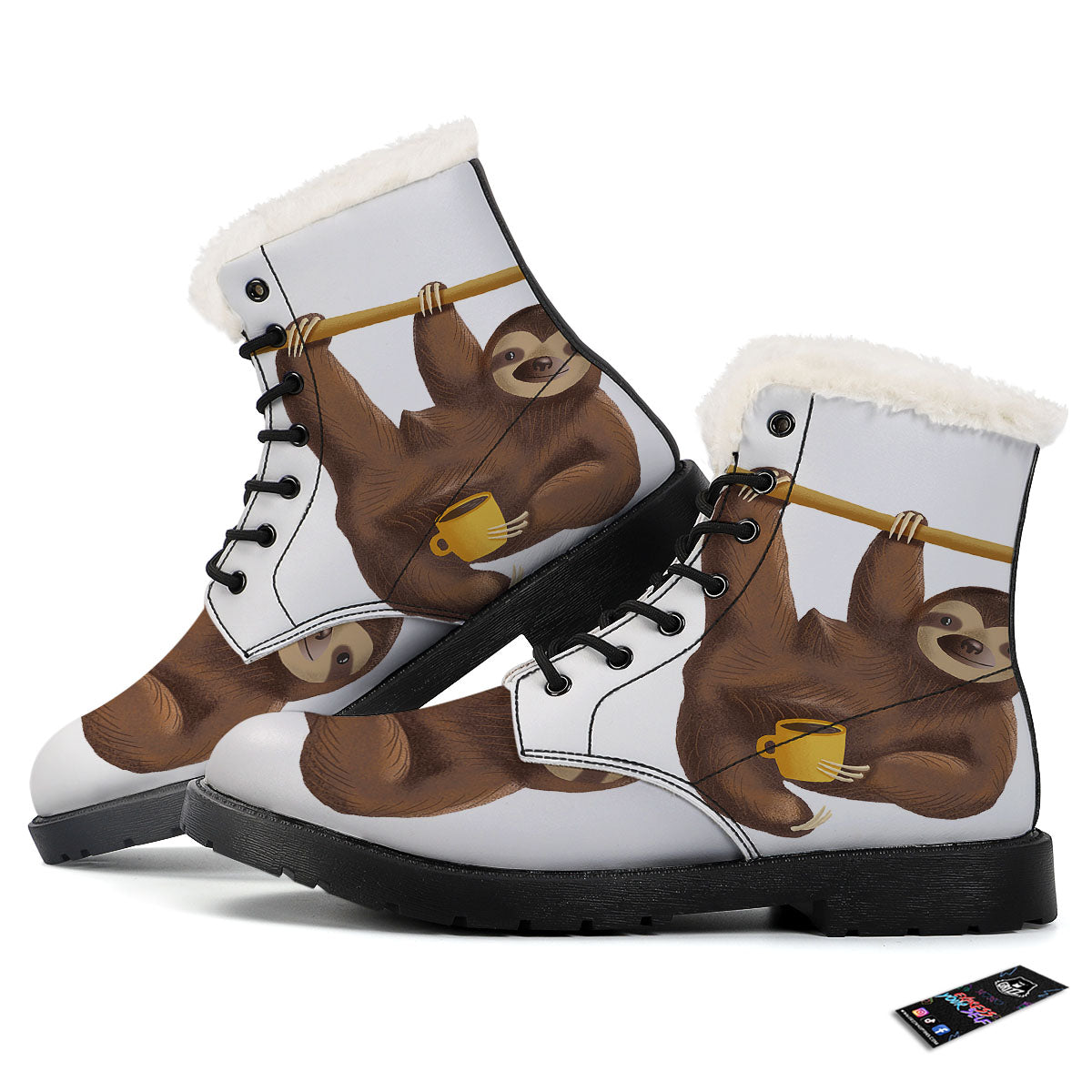 Sloth Happy Print Winter Boots-grizzshop